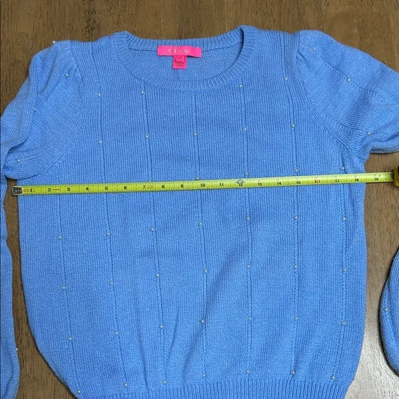 Lily Pulitzer Blue Peri Placed Pearls Geraldine Women's Sweater- size medium - Picture 7 of 9